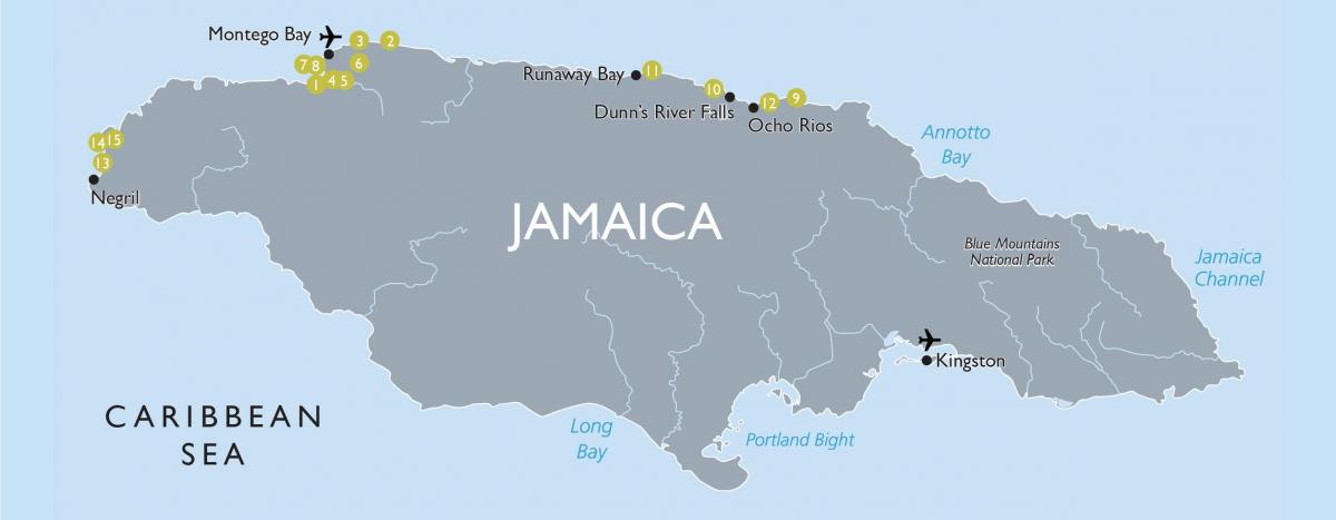 Mapa de jamaica aeropuertos