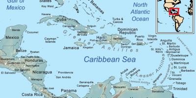 Mapa de jamaica y las islas circundantes