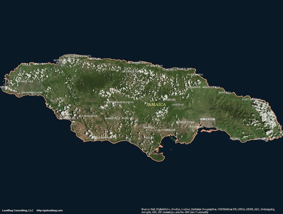 Mapa de la antena jamaica