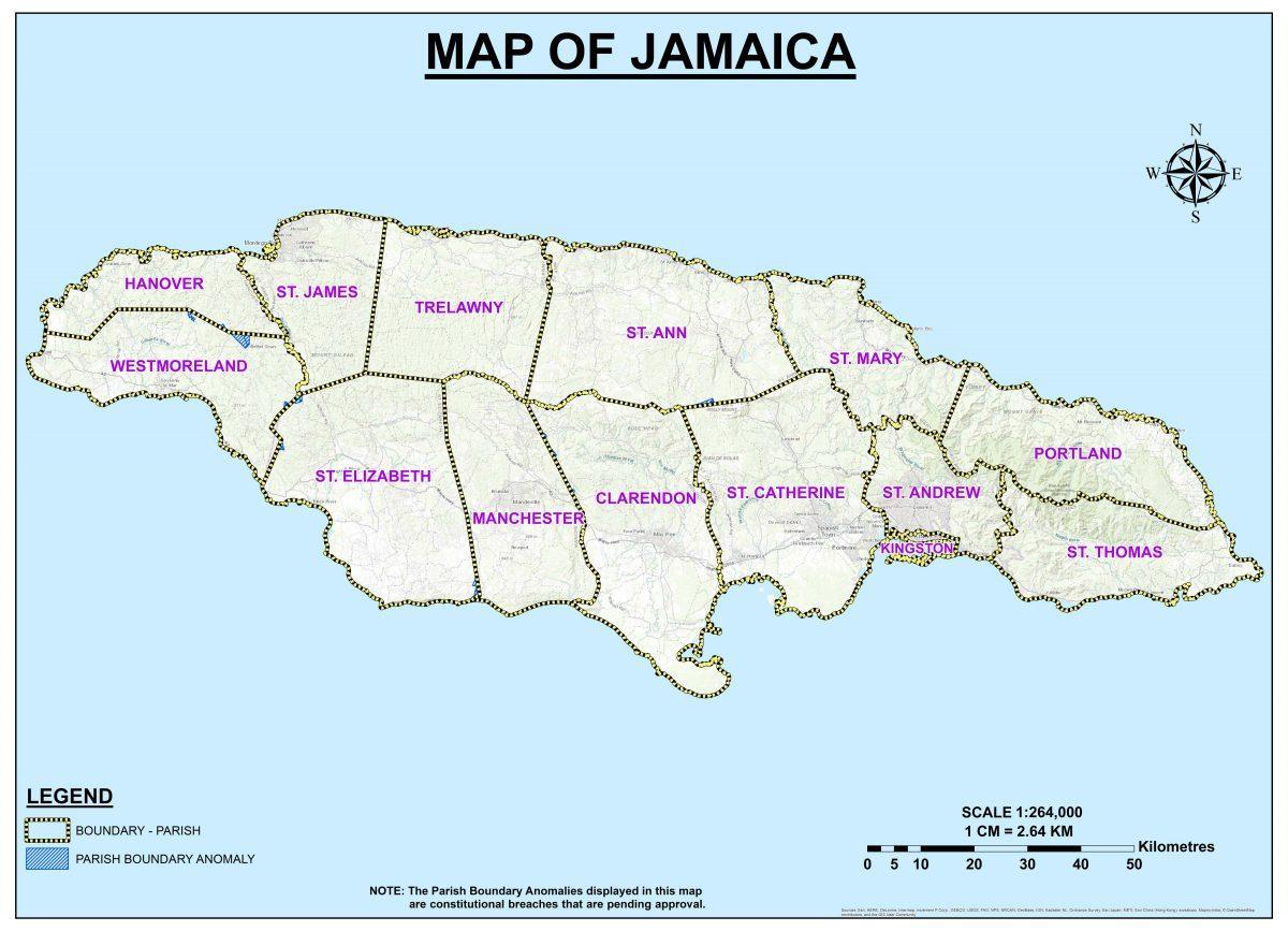 Mapa de jamaica circunscripciones