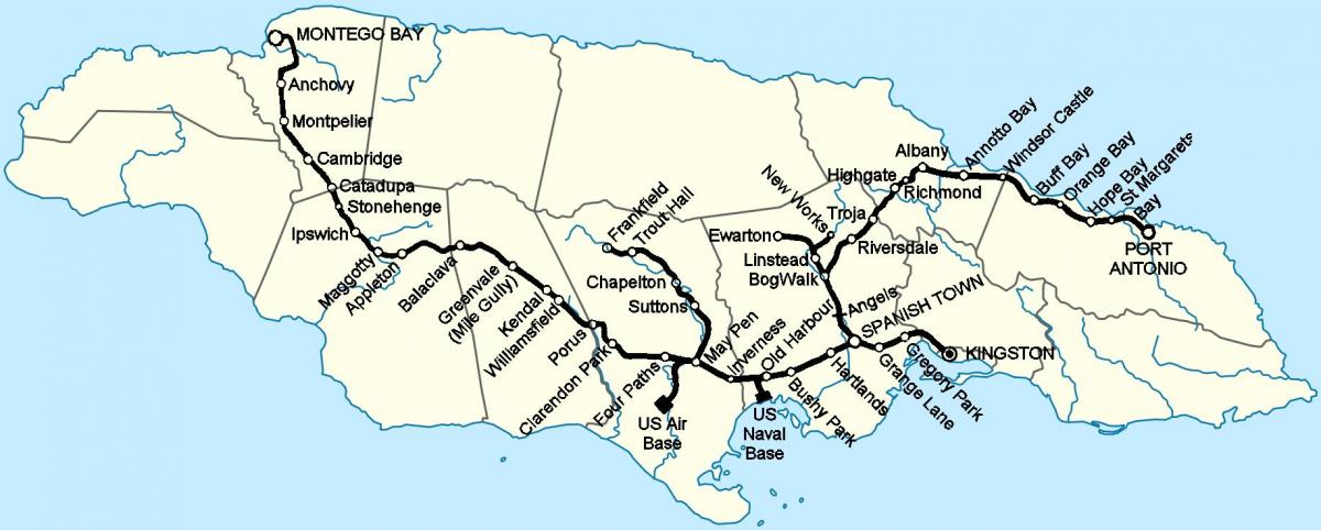 Mapa de jamaica de la estación de tren