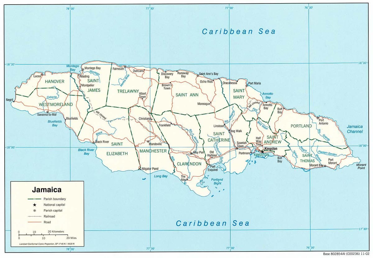 jamaica carretera de 2000 mapa