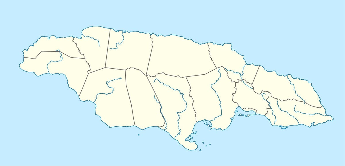 mapa de jamaica mostrando los ríos