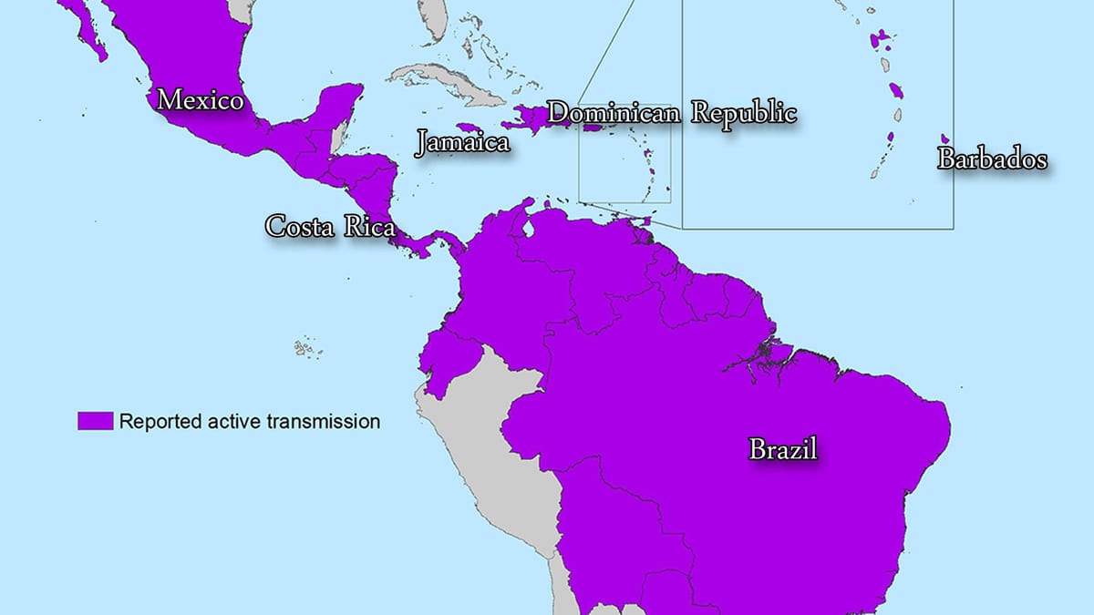 Mapa de jamaica zika