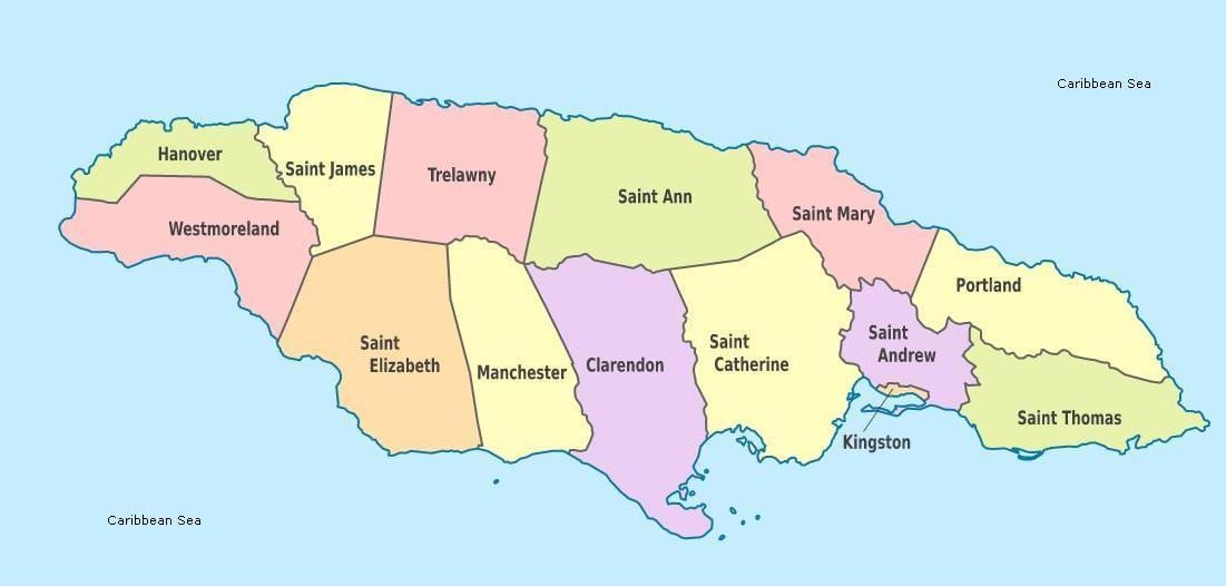 Mapa de la etiqueta de jamaica
