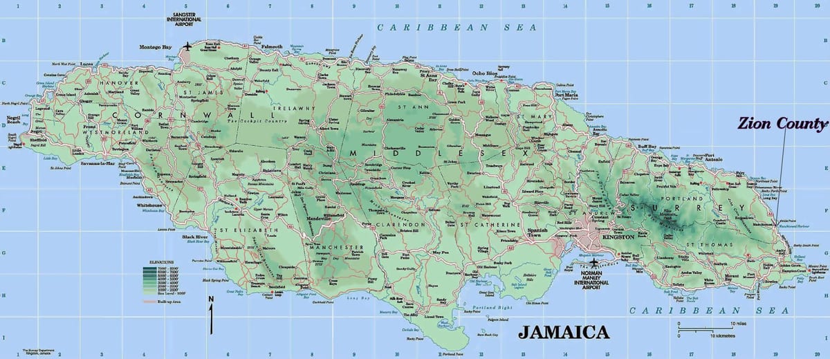 Mapa de la costa norte de jamaica