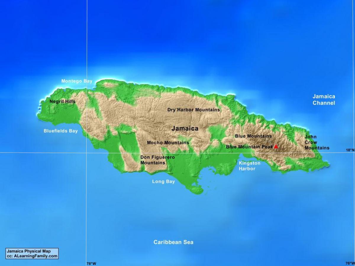 Mapa de montañas de jamaica 