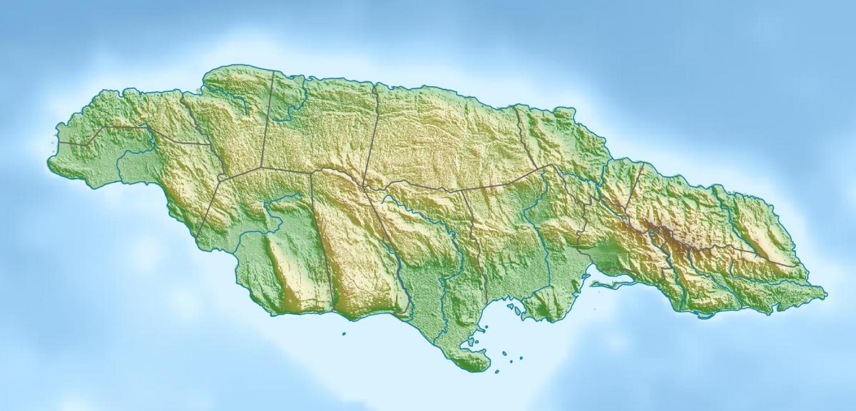 Mapa de alivio de jamaica