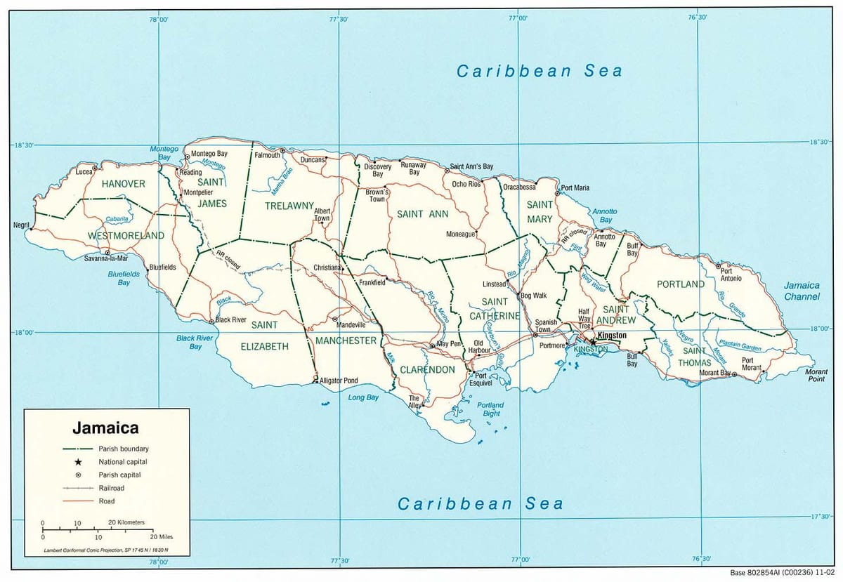 Mapa de río negro de jamaica