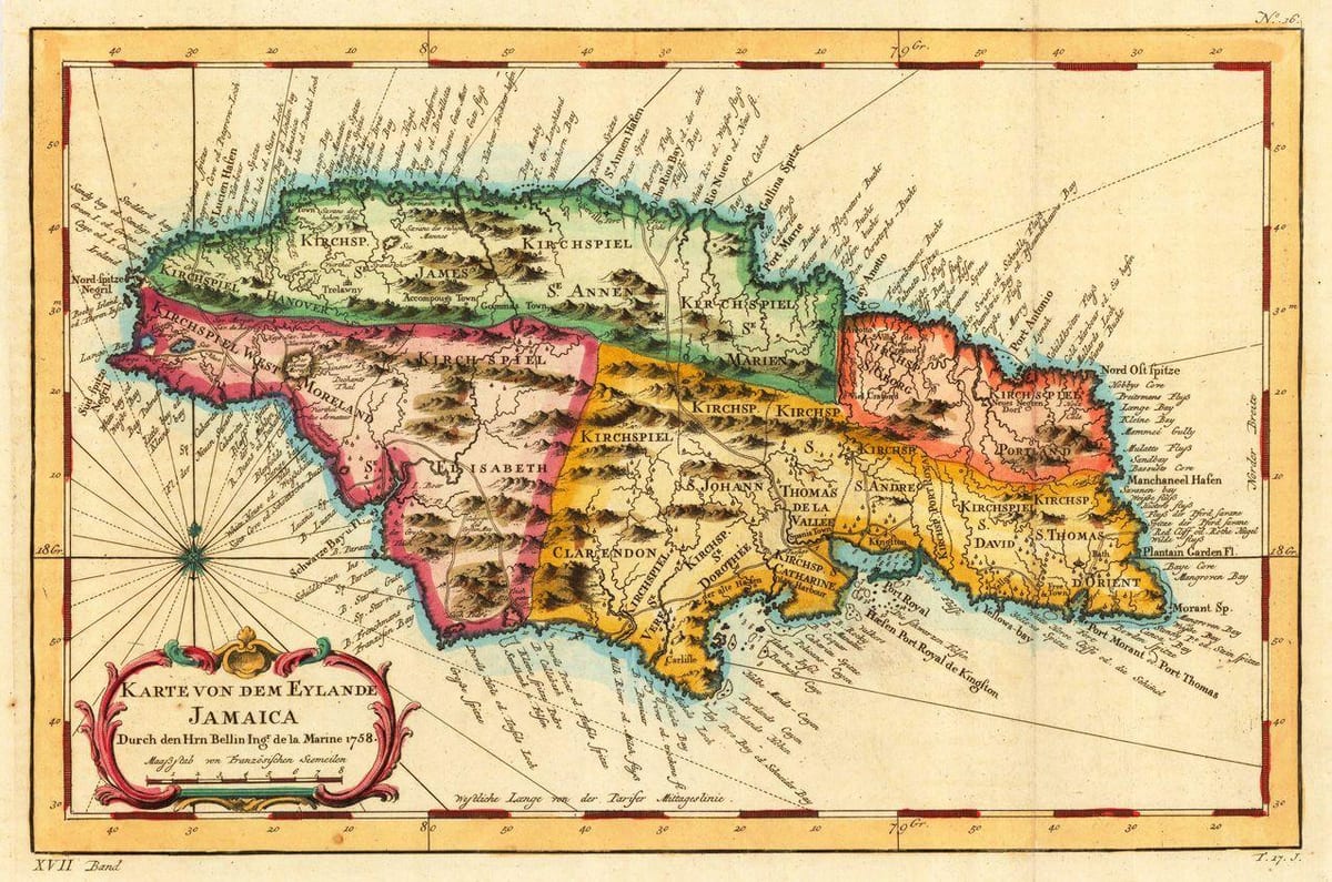 Mapa del vintage de jamaica