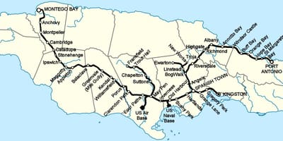Mapa de jamaica de la estación de tren