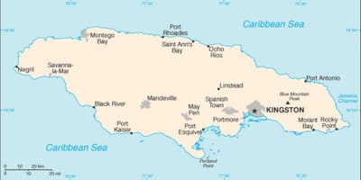Mapa de área de jamaica 