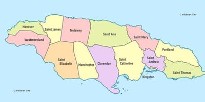 Mapa de la etiqueta de jamaica