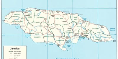 Mapa de los ríos en jamaica