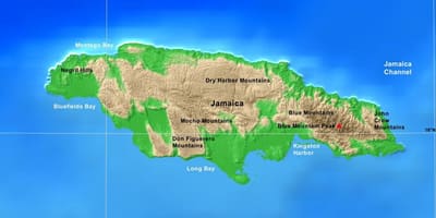 Mapa de montañas de jamaica 