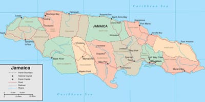 Mapa político de jamaica
