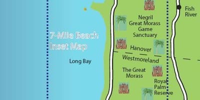 Mapa de negril jamaica playa de 7 millas
